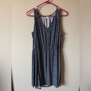 Old Navy Blue and White Sleeveless V-Neck Midi Sundress